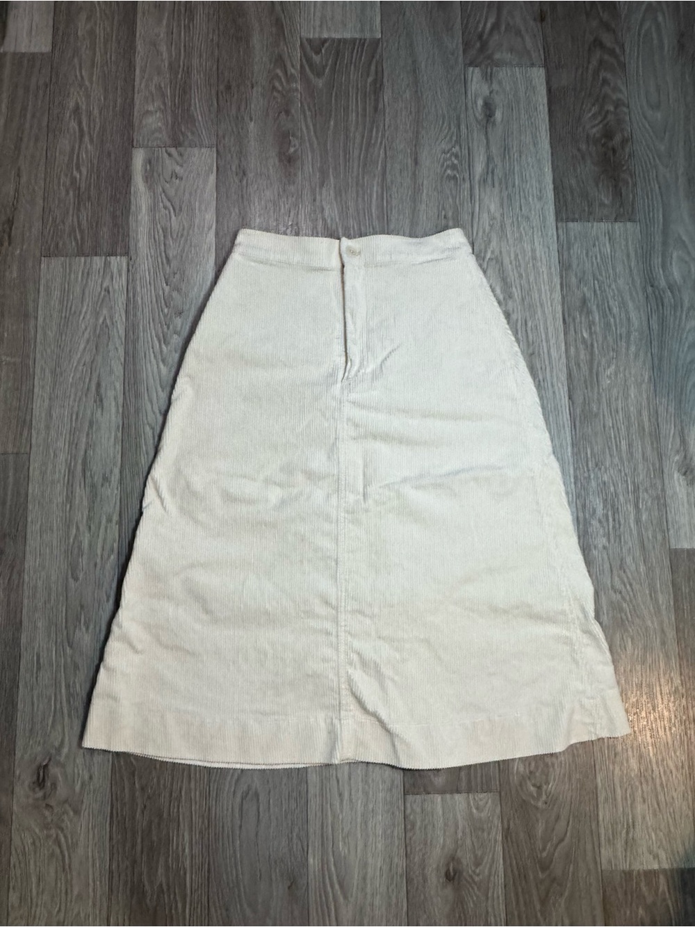 Uniqlo Cream A-Line Midi Corduroy Skirt